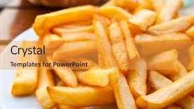  Presentation with french fries - Presentation theme having golden french fries potatoes ready background and a yellow colored foreground