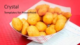  Presentation with golden 50th wedding aniversary - Slide set with golden fried cheese curds shallow background and a coral colored foreground