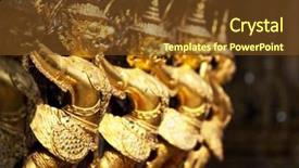  Presentation with golden palace - Audience pleasing PPT theme consisting of golden garuda sculpture at royal backdrop and a tawny brown colored foreground