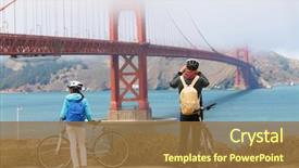  Presentation with san francisco - Amazing slides having golden gate bridge - biking couple backdrop and a tawny brown colored foreground