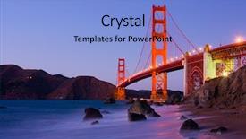  Presentation with bridge - Colorful PPT theme enhanced with golden gate bridge at night backdrop and a light blue colored foreground