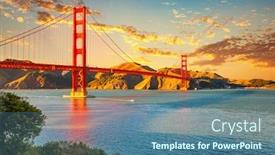  Presentation with san francisco - Amazing presentation theme having golden-gate-bridge-at-sunset backdrop and a ocean colored foreground
