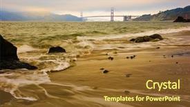  Presentation with waves - Colorful PPT layouts enhanced with golden-gate-bridge-at-sunset backdrop and a  colored foreground