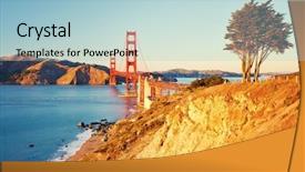  Presentation with america - Colorful slide deck enhanced with golden gate bridge at sunset backdrop and a light blue colored foreground