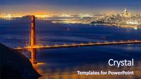  Presentation with san francisco - Slide set having golden gate bridge in san background and a navy blue colored foreground