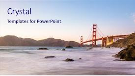  Presentation with san francisco - Audience pleasing PPT theme consisting of golden gate bridge in san backdrop and a sky blue colored foreground