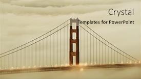  Presentation with san francisco - PPT layouts enhanced with suspension bridges - golden gate bridge tower background and a soft green colored foreground