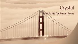  Presentation with san francisco - Presentation theme consisting of golden gate bridge tower in fog closeup in san francisco background and a lemonade colored foreground