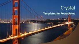  Presentation with golden light - PPT layouts enhanced with golden gate bridge with moon background and a ocean colored foreground