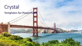  Presentation with bridge - PPT theme having golden gate bridge background and a sky blue colored foreground