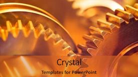  Presentation with gear wheels - Cool new slides with golden gear wheels close-up backdrop and a red colored foreground