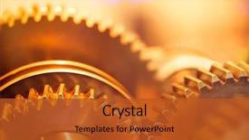  Presentation with gear wheels - Presentation theme with golden gear wheels close-up background and a red colored foreground