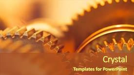  Presentation with gear wheels - PPT theme featuring golden gear wheels close-up background and a tawny brown colored foreground