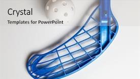  Presentation with moving - Presentation design enhanced with golden gears moving - floorball - stick and ball background and a light gray colored foreground