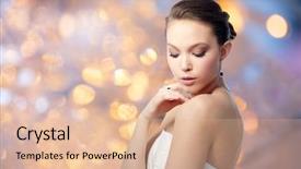  Presentation with nail salon beauty nails concept - Beautiful PPT theme featuring golden gem - beauty jewelry people and luxury backdrop and a lemonade colored foreground