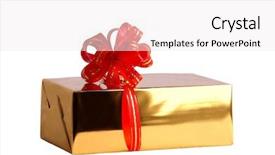  Presentation with red bow - Audience pleasing PPT layouts consisting of golden gift and red bow backdrop and a  colored foreground