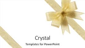  Presentation with gift ribbon - Slides enhanced with golden gift bow ribbon isolated background and a white colored foreground