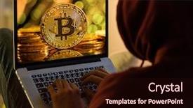  Presentation with anonymous - Slides with golden globe - bitcoin gold coin and anonymous background and a wine colored foreground