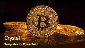  Presentation with gold black - Audience pleasing slides consisting of golden globe - bitcoin gold coin on black backdrop and a  colored foreground