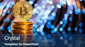  Presentation with abstract gold - Beautiful PPT theme featuring golden globe - bitcoin gold coin with defocused backdrop and a ocean colored foreground