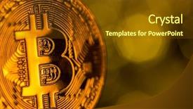 Presentation with abstract gold - Presentation design enhanced with golden globe - bitcoin gold coins with defocused background and a tawny brown colored foreground