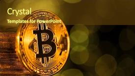  Presentation with abstract gold - Presentation theme with golden globe - bitcoin gold coins with defocused background and a tawny brown colored foreground