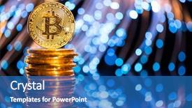  Presentation with abstract gold - Colorful slide deck enhanced with golden globe - bitcoin gold coins with defocused backdrop and a teal colored foreground