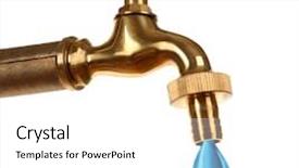 Presentation with water conservation - Slide deck consisting of golden globe - conservation water concept faucet background and a white colored foreground