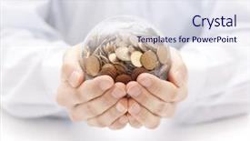  Presentation with crystal ball - Cool new PPT theme with golden globe - crystal ball with money backdrop and a sky blue colored foreground