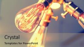  Presentation with light hanging - Audience pleasing slide deck consisting of golden globe - edison light bulb hanging backdrop and a yellow colored foreground