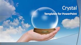  Presentation with hold hand - PPT layouts having golden globe - hand hold empty snow-dome background and a teal colored foreground