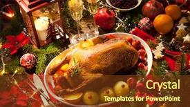  Presentation with purple festive christmas red - Colorful presentation theme enhanced with golden goose - christmas roast duck served backdrop and a tawny brown colored foreground