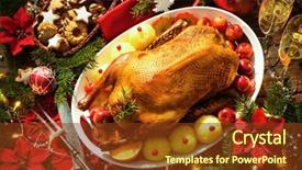  Presentation with duck - Audience pleasing slide deck consisting of golden goose - christmas roast duck served backdrop and a tawny brown colored foreground