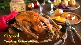  Presentation with thyme - Beautiful PPT theme featuring golden goose - roast christmas duck with thyme backdrop and a tawny brown colored foreground