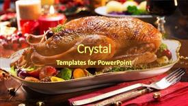  Presentation with health and apples - PPT theme featuring golden goose - roast christmas duck with thyme background and a tawny brown colored foreground