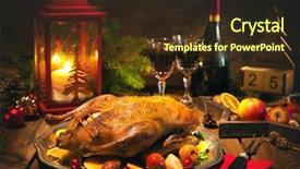  Presentation with thyme - Slide set featuring golden goose - roast christmas duck with thyme background and a tawny brown colored foreground