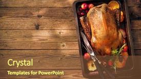  Presentation with christmas baking - Slide set having golden goose - roast duck with apples background and a tawny brown colored foreground