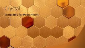  Presentation with luxury gold - PPT layouts with golden-hexagon-cell-tiling background and a yellow colored foreground