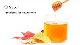  Presentation with wooden stick - Amazing presentation theme having golden honey pouring from wooden stick backdrop and a white colored foreground