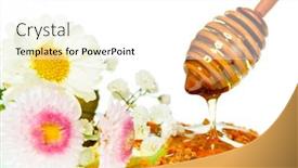  Presentation with pollen - Amazing PPT theme having golden honey with pollen and flowers backdrop and a white colored foreground