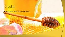  Presentation with honeycomb - Amazing slide deck having golden honeycomb and flowers backdrop and a yellow colored foreground