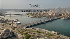  Presentation with istanbul - Amazing presentation design having golden-horn-aerial-view backdrop and a light gray colored foreground