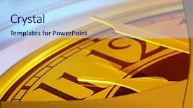  Presentation with clock - Amazing PPT theme having golden-hued clock with hands backdrop and a light blue colored foreground
