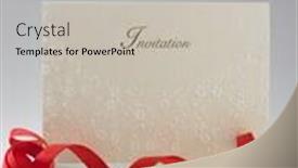  Presentation with invitation - Cool new slide set with golden invitation card with ribbon backdrop and a light gray colored foreground