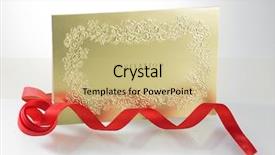  Presentation with invitation - Beautiful slide set featuring golden invitation card with ribbon backdrop and a soft green colored foreground