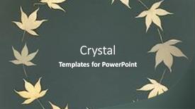  Presentation with green leaf - Beautiful PPT theme featuring golden-japanese-acer-leaf-wreath backdrop and a dark gray colored foreground
