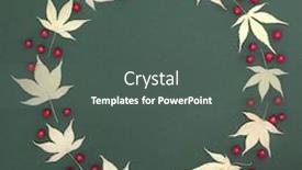  Presentation with golden berry - Presentation design with golden-japanese-acer-leaves background and a dark gray colored foreground