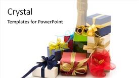  Presentation with fancy - Amazing presentation having golden jubilee - fancy gift boxes and champagne backdrop and a  colored foreground