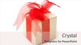  Presentation with an open gift box - Beautiful PPT theme featuring golden jubilee - one fancy gift box backdrop and a lemonade colored foreground