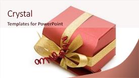  Presentation with an open gift box - PPT layouts featuring golden jubilee - one fancy gift box background and a  colored foreground